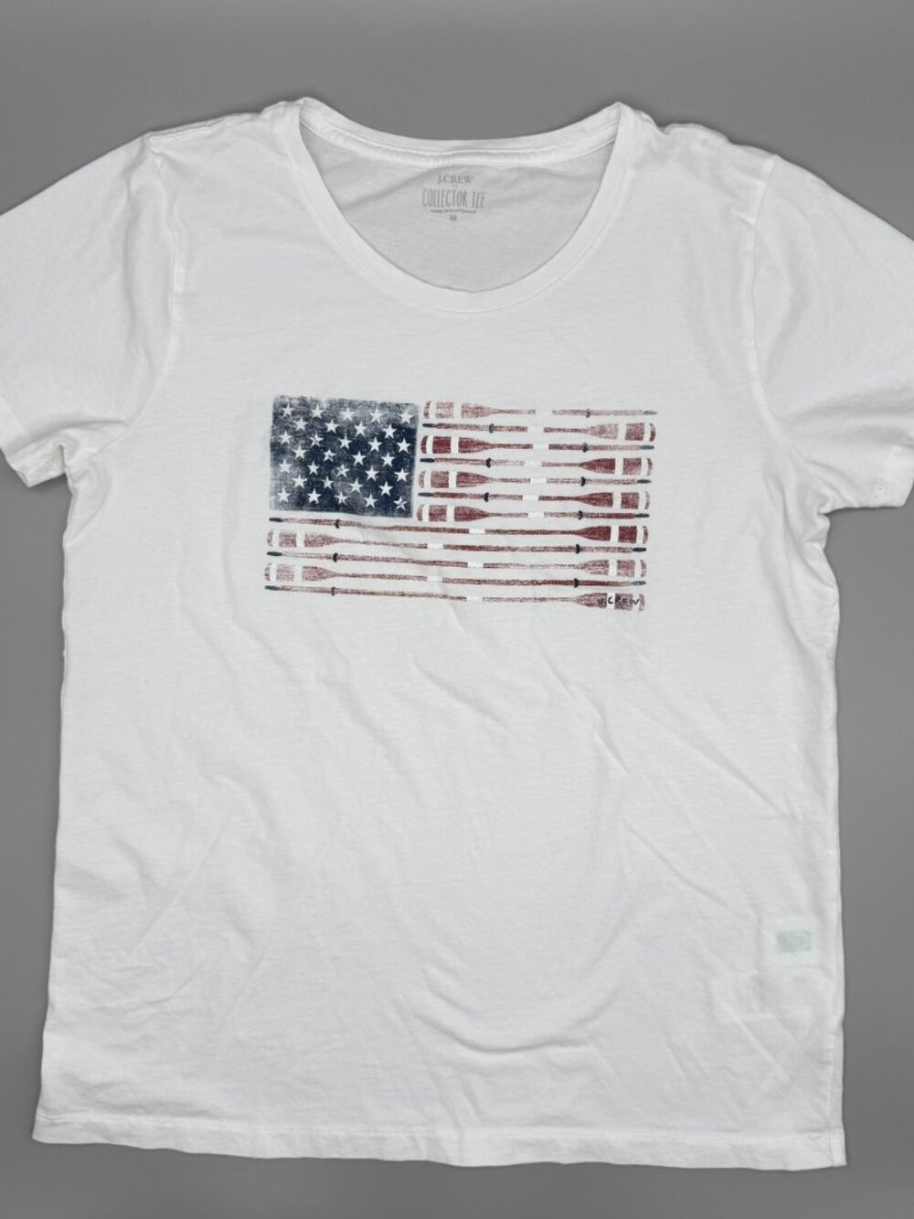 J.Crew Collector Tee Women's Medium Oars Flag American Red White & Blue